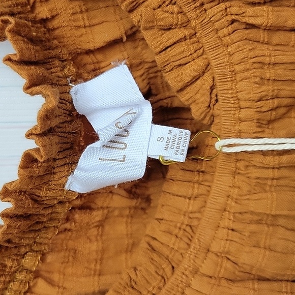 Lucca women's Crinkled Long Sleeve Dress in Rich Amber,  Sz Small New With Tags - Picture 3 of 7